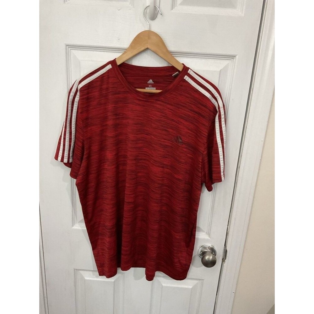 Adidas Climalite Red Striped T-Shirt XL